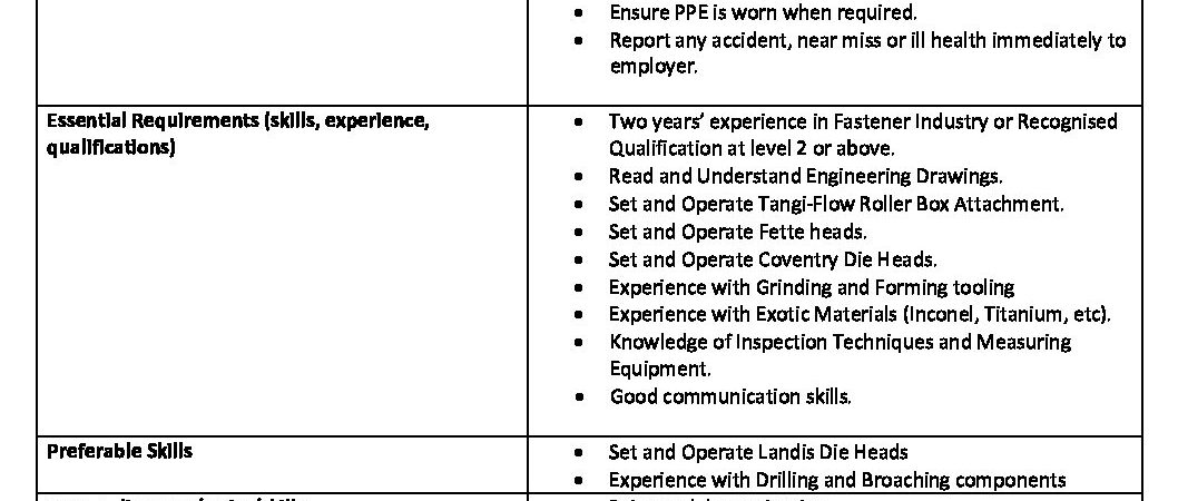 Capstan Setter Operator Job Spec