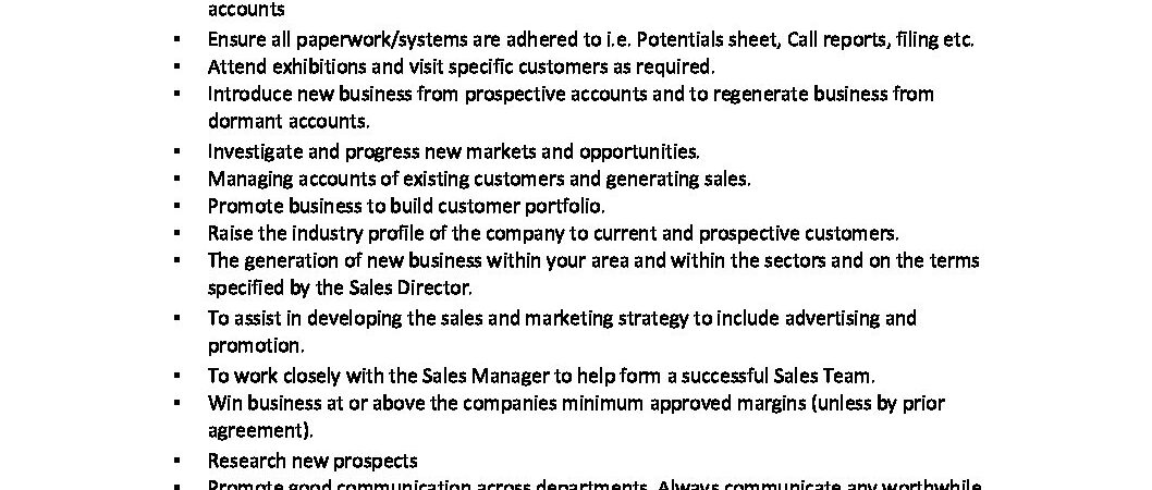 French Sales Executive Job Desc No Salary