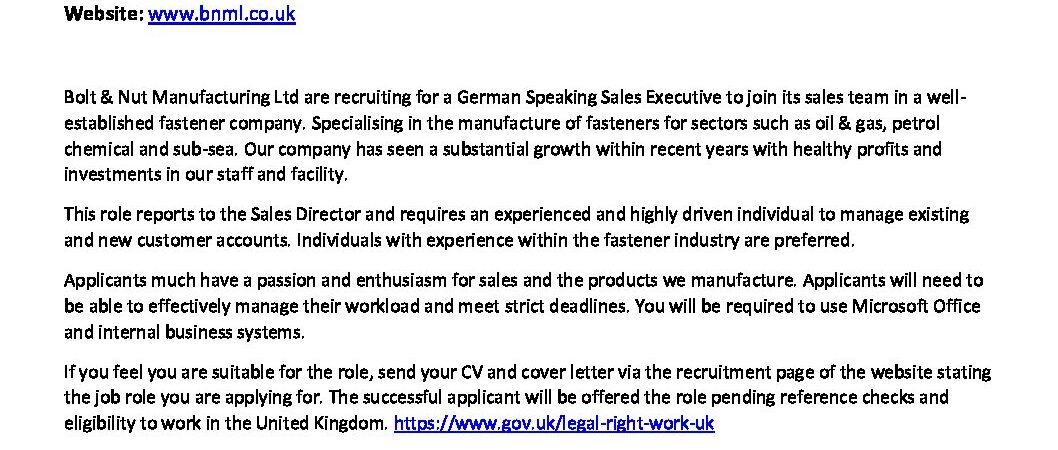 German Speaking Sales Executive