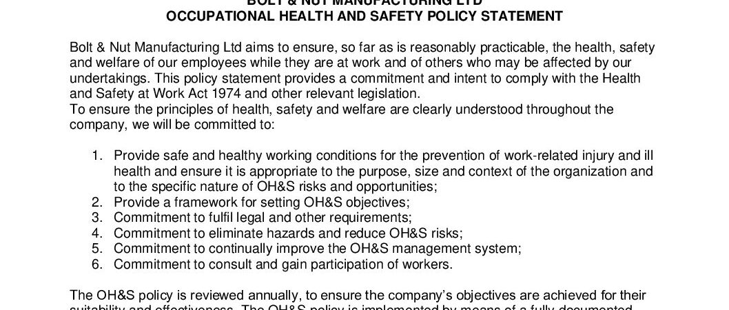OHS Policy Statement Issue 9 Rev 0